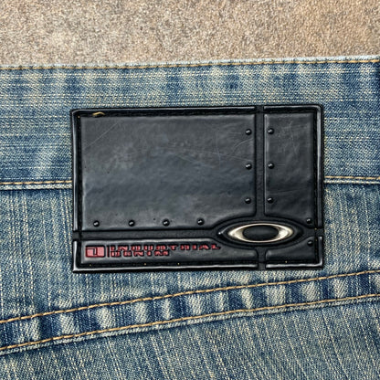 Oakley Software 00s flared faded jeans (38")