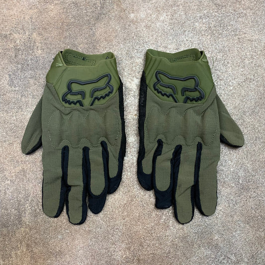Fox Racing khaki green motorbike gloves