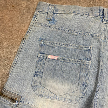 Southpole 00s pale blue baggy cargo jorts