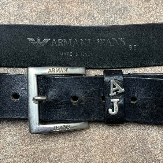Armani Jeans 00s black logo belt