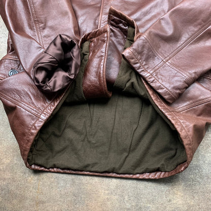Armani Jeans 00s brown leather jacket (L)