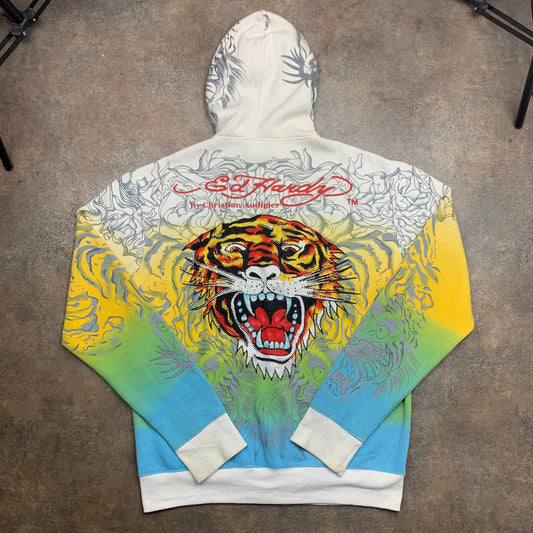 Ed Hardy 00s Christian Audigier studded graphic hoodie