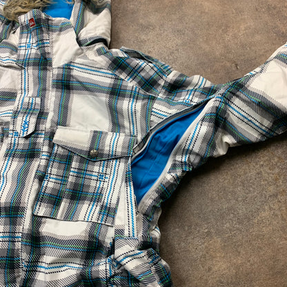 Quiksilver 00s plaid fur hood jacket (M)