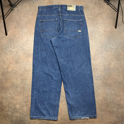 Southpole 00s navy baggy beige tab jeans