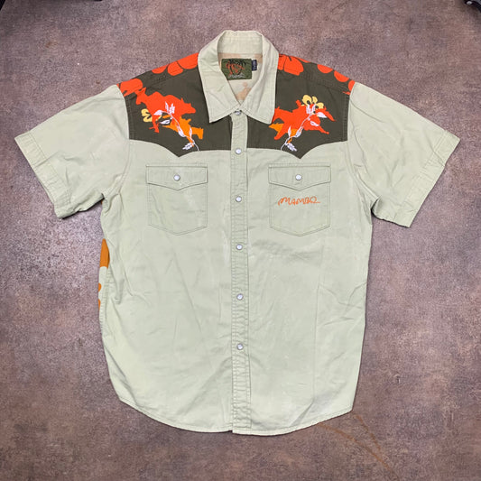 Mambo 00s white-khaki floral graphic shirt