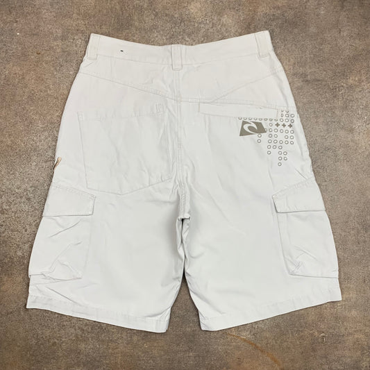 Rip Curl 00s cream graphic baggy cargo jorts