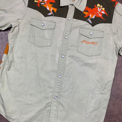 Mambo 00s white-khaki floral graphic shirt