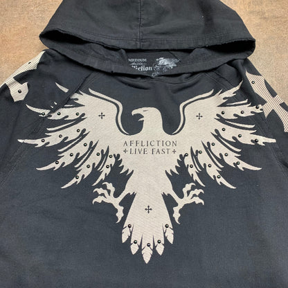 Affliction 00s studded graphic grunge hoodie