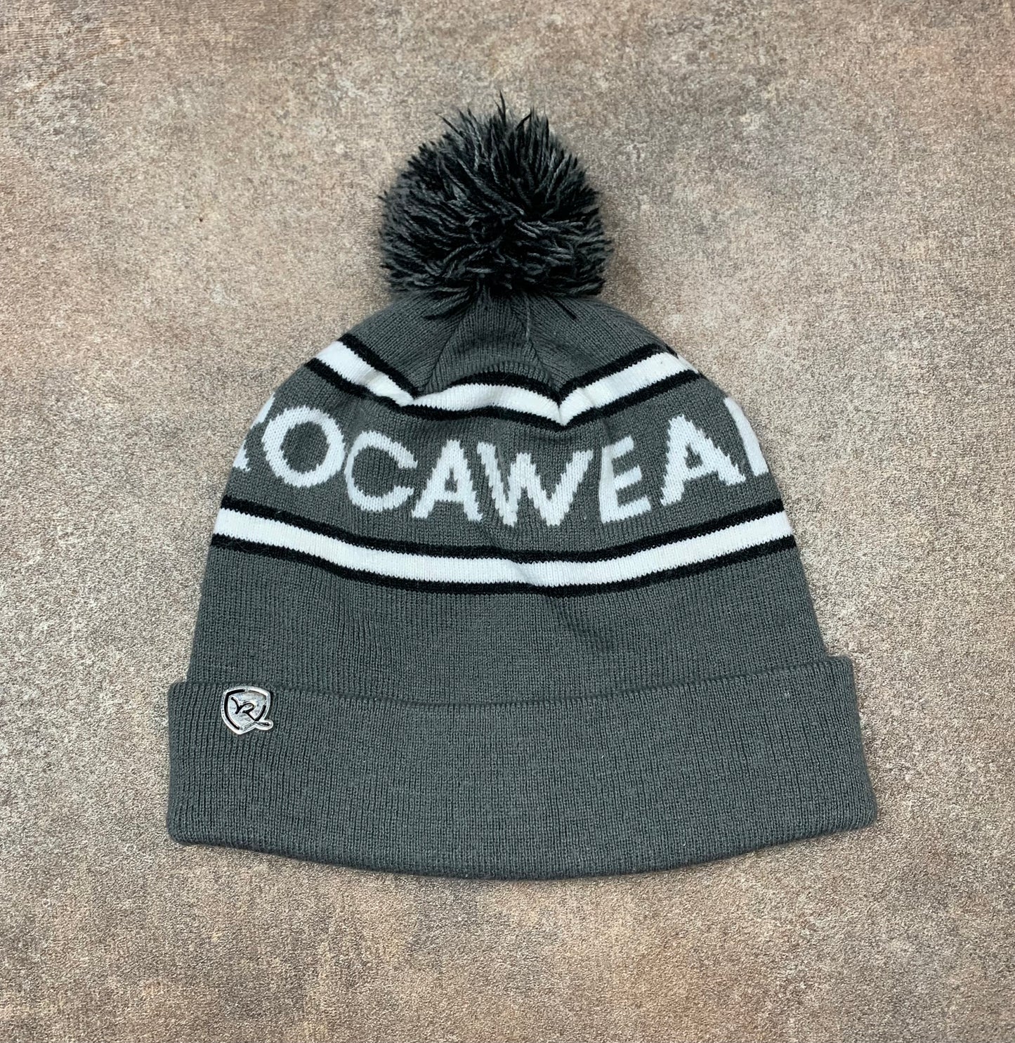 Rocawear 00s grey bobble beanie hat