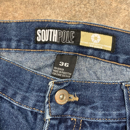 Southpole 00s navy baggy beige tab jeans