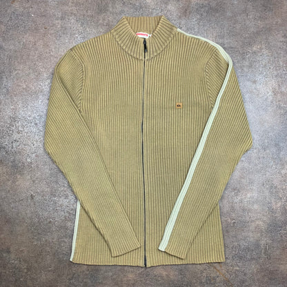 Quiksilver 90s knit beige faded zip cardigan