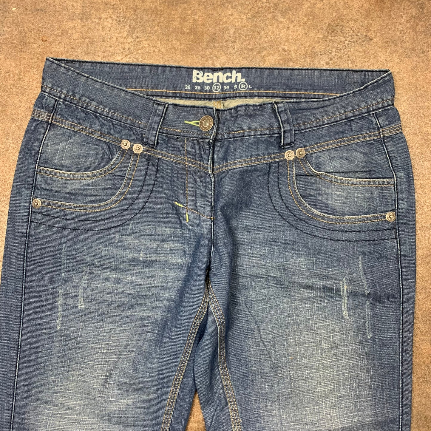 Bench 00s navy faded baggy jeans (32")