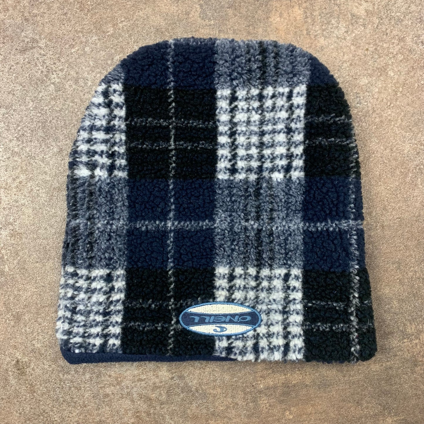O’Neill 00s reversible plaid navy beanie