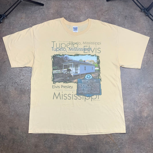 Elvis Presley 00s Gildan graphic cream beige tee