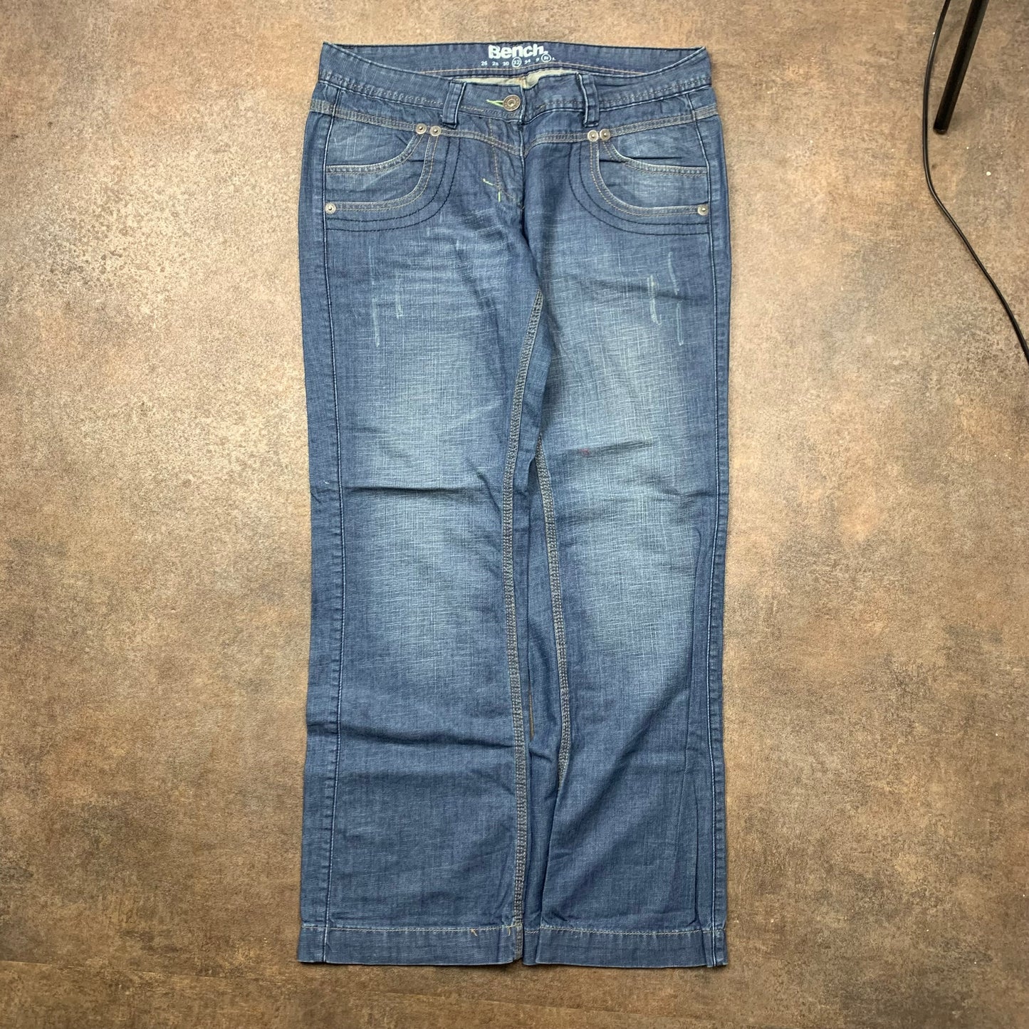 Bench 00s navy faded baggy jeans (32")