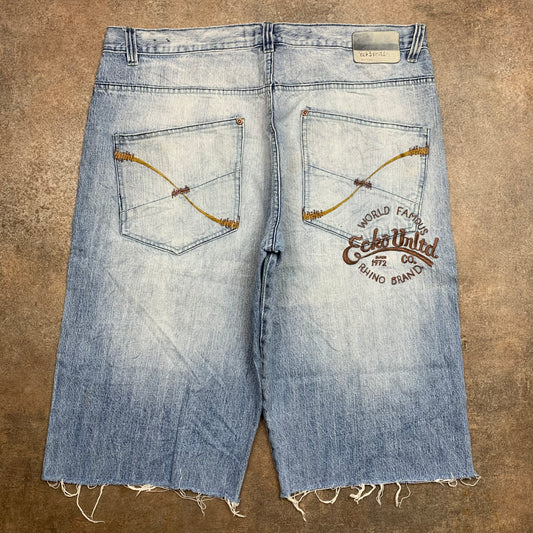 Ecko Unltd. 00s light blue baggy graphic jorts