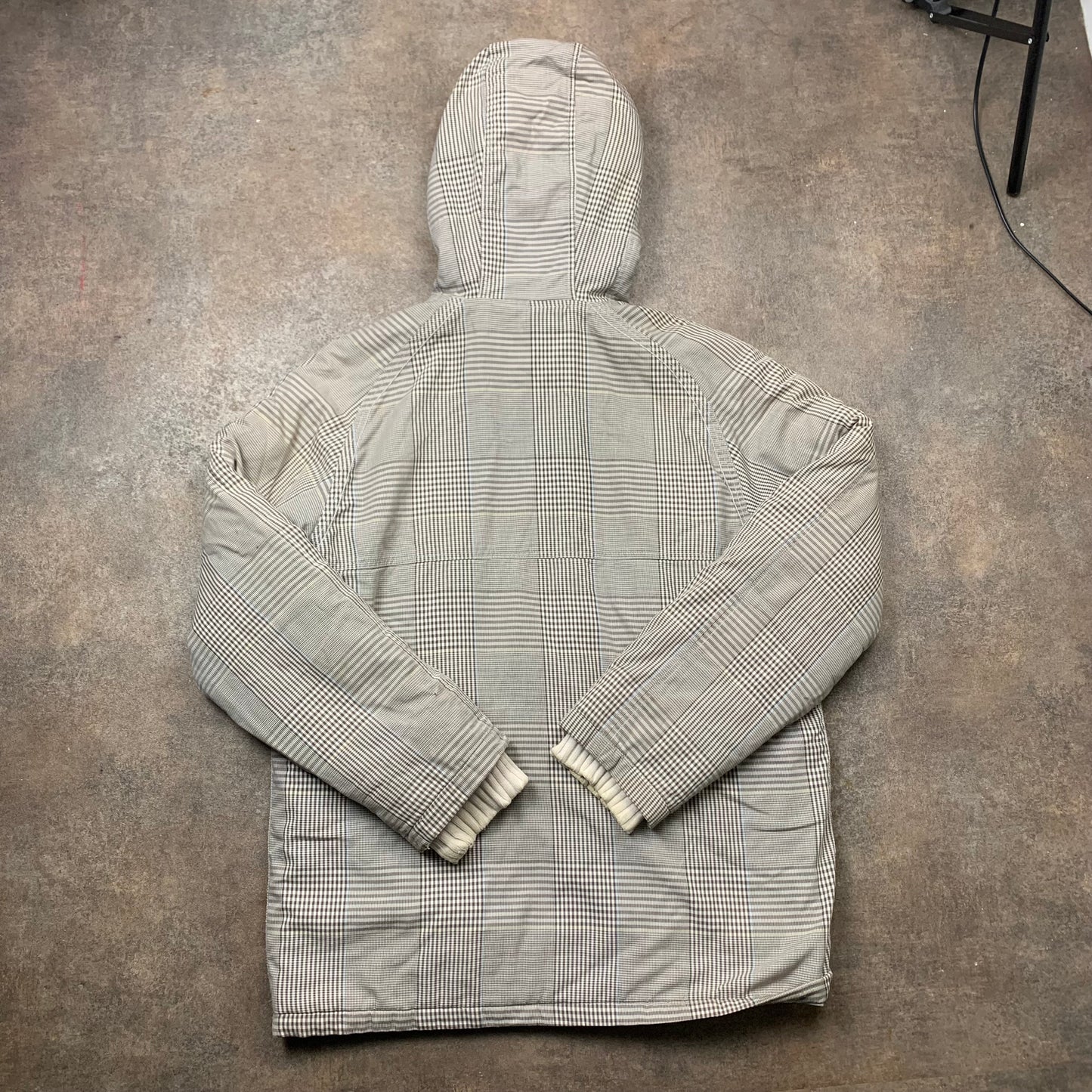 Quiksilver 00s plaid fur hood jacket (M)