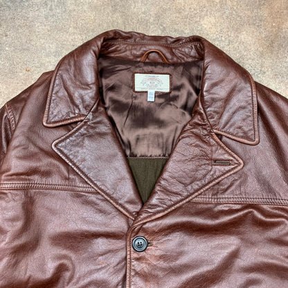 Armani Jeans 00s brown leather jacket (L)