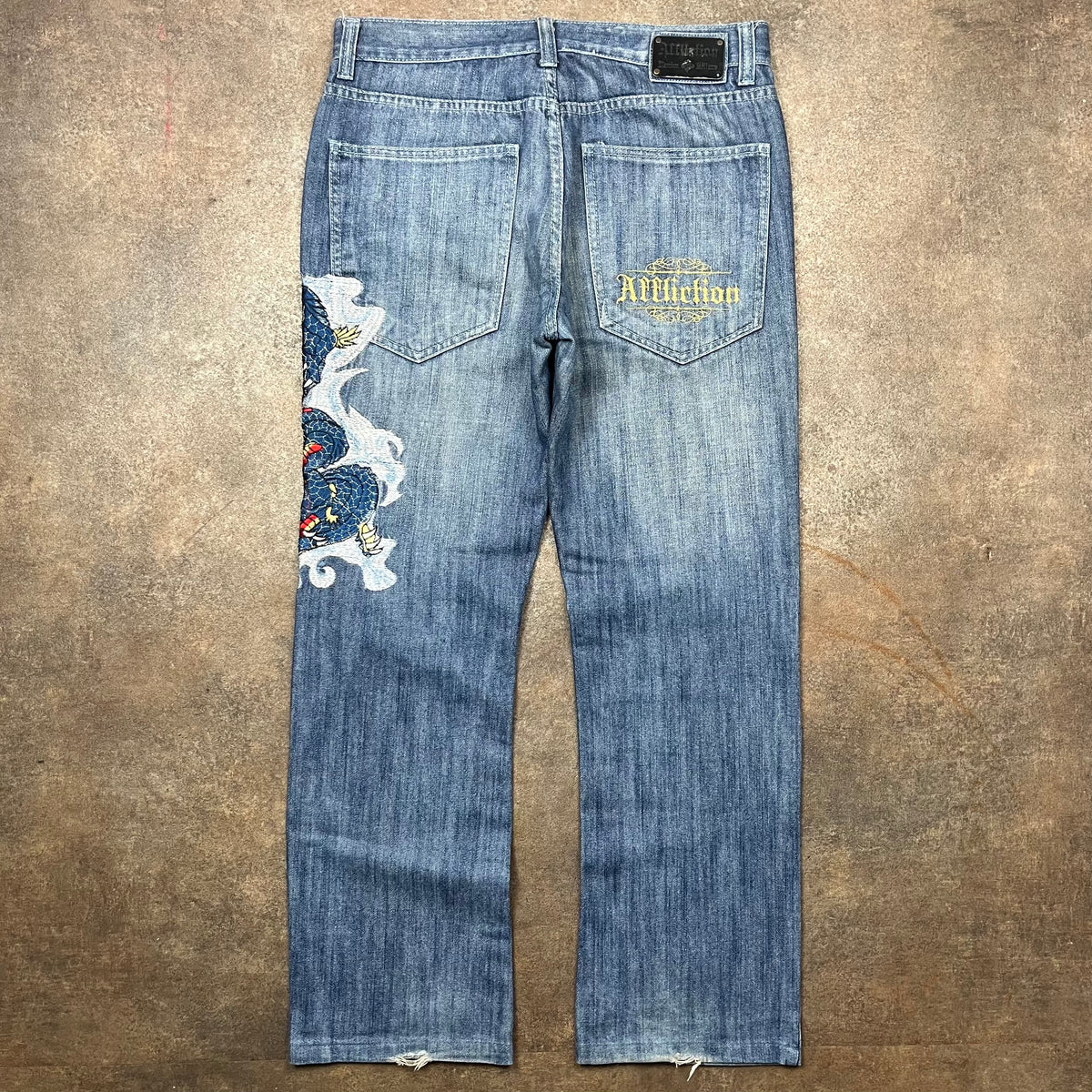 Affliction 00s baggy graphic jeans (34")