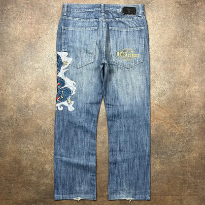 Affliction 00s baggy graphic jeans (34")