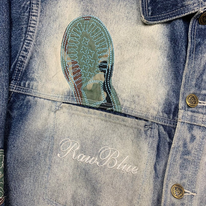 Raw Blue 00s boots graphic denim jacket (L)