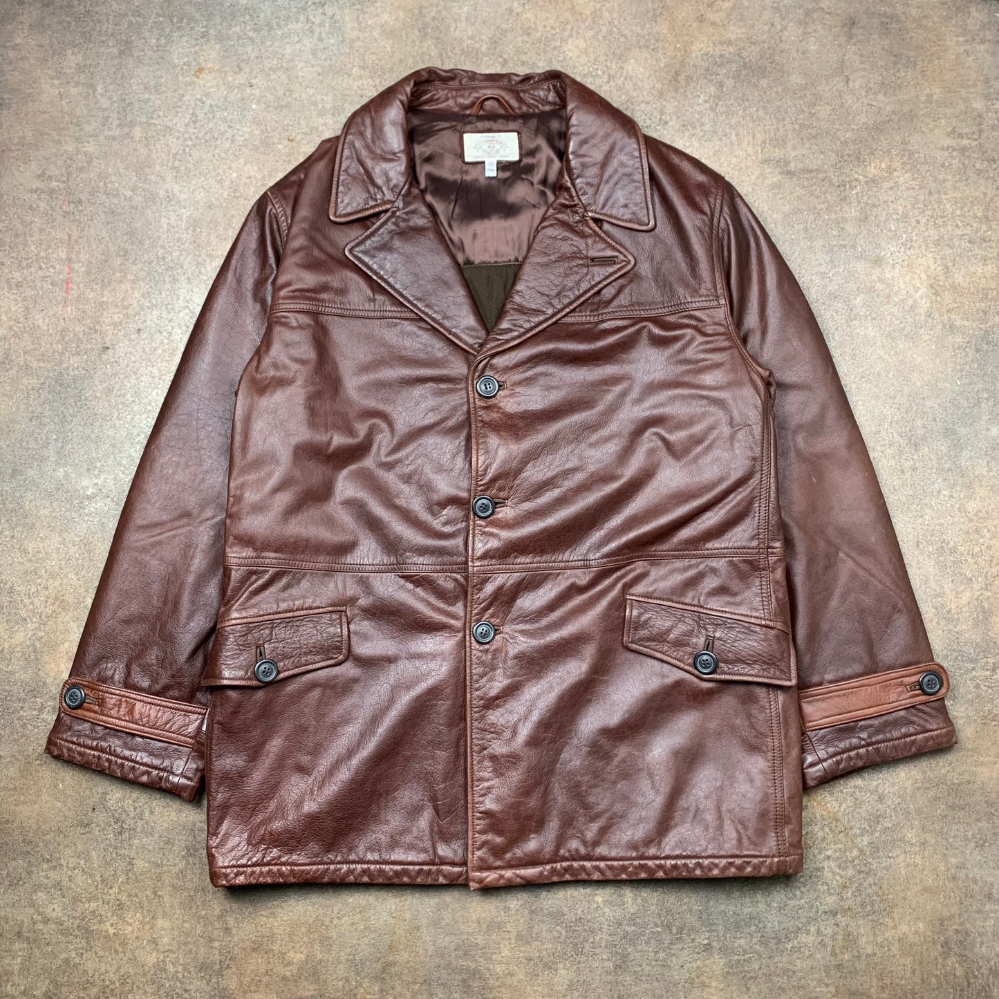 Armani Jeans 00s brown leather jacket (L)