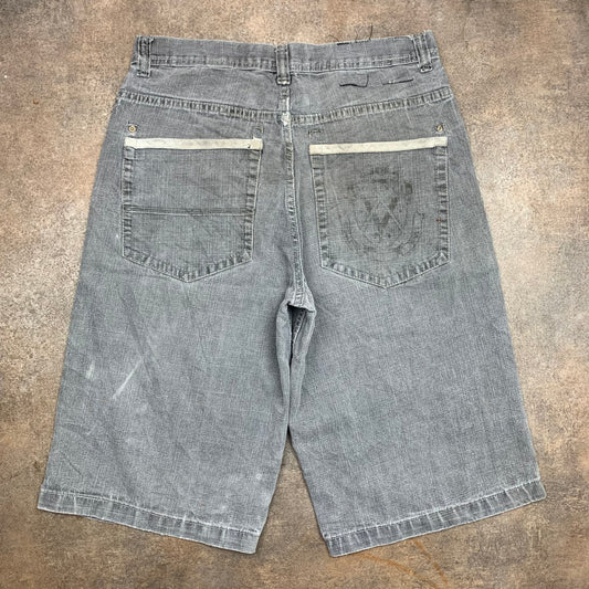 Southpole 00s grey baggy graphic jorts