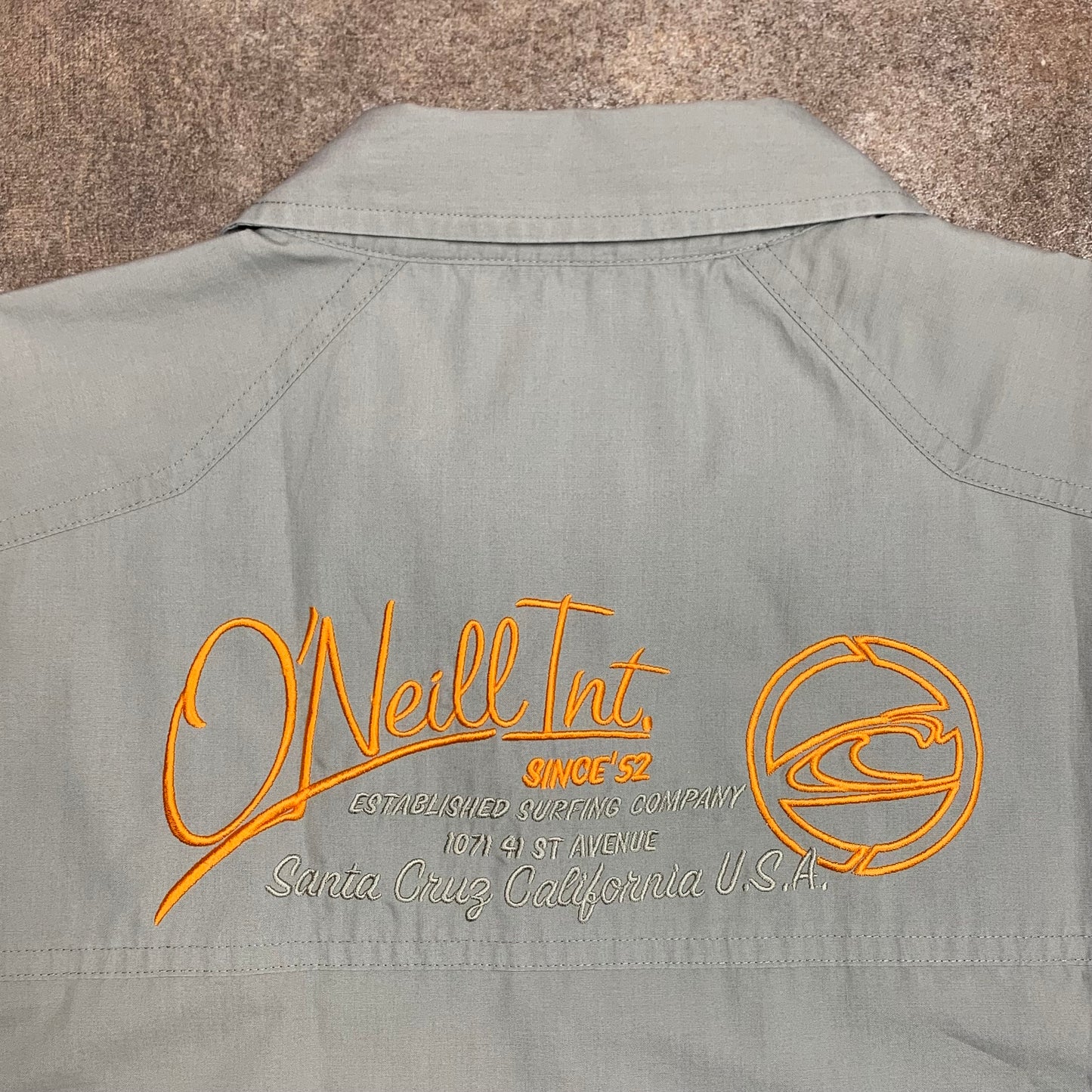 O'Neill 90s grey graphic button pocket shirt