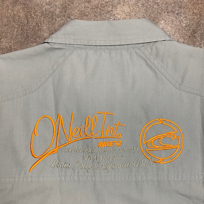 O'Neill 90s grey graphic button pocket shirt
