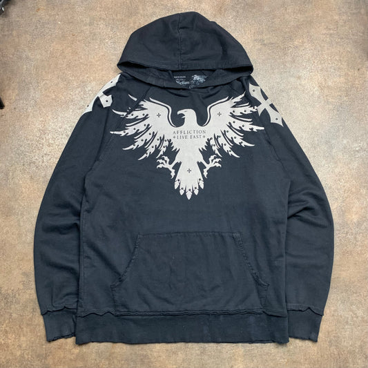 Affliction 00s studded graphic grunge hoodie
