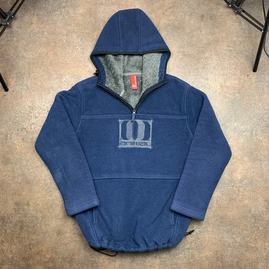 Animal 00s navy graphic lined fleece hoodie