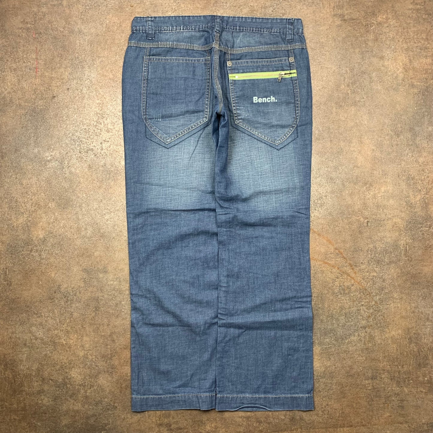 Bench 00s navy faded baggy jeans (32")