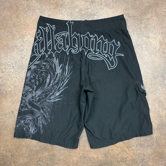 Billabong 00s black grey graphic boardshorts