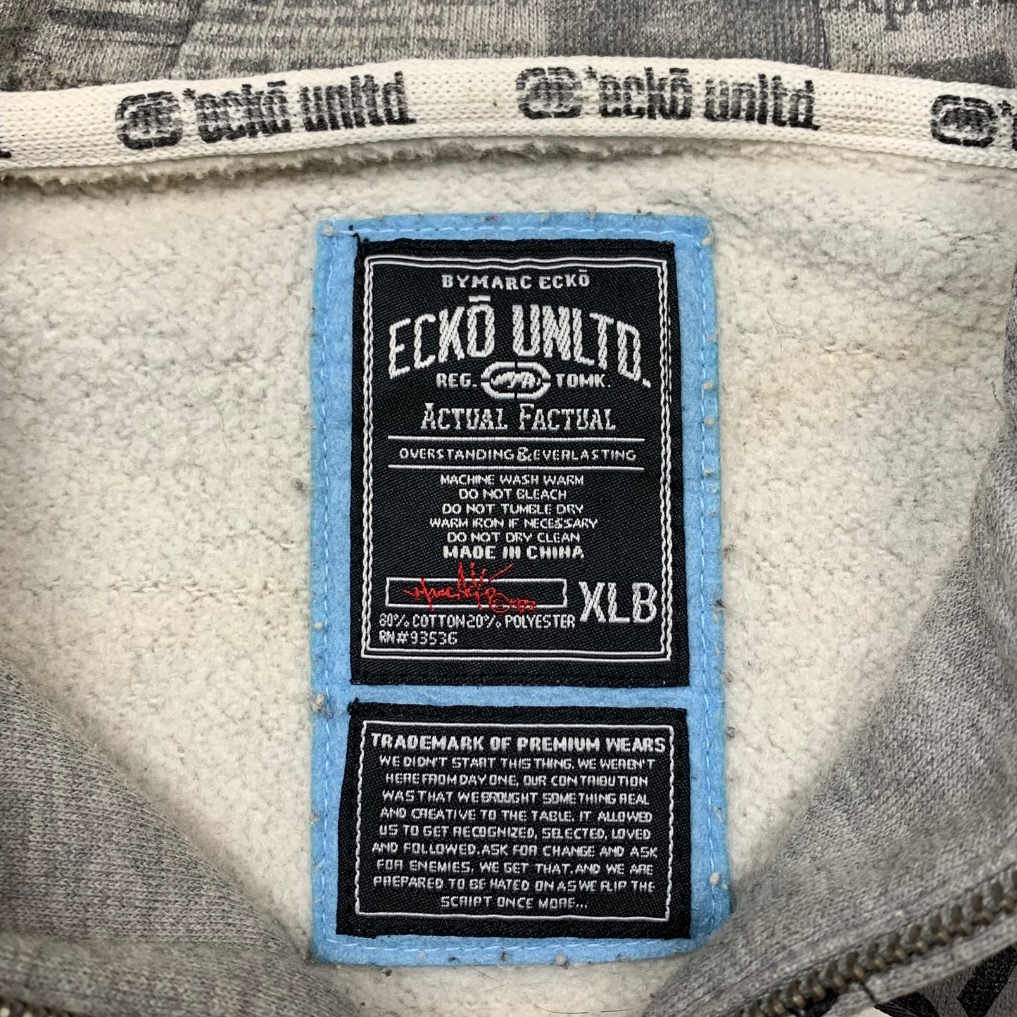 Ecko Unltd 00s grey graphic hoodie