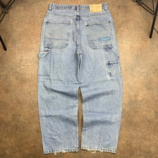 Southpole 90s baggy pale blue carpenter jeans