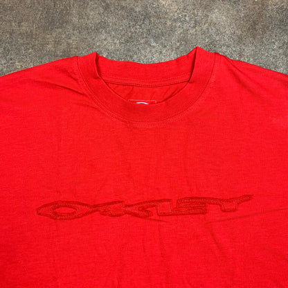 Oakley 00s red cut and sew graphic tee