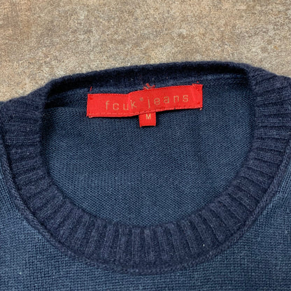 FCUK 00s Union Jack graphic knit jumper (M)