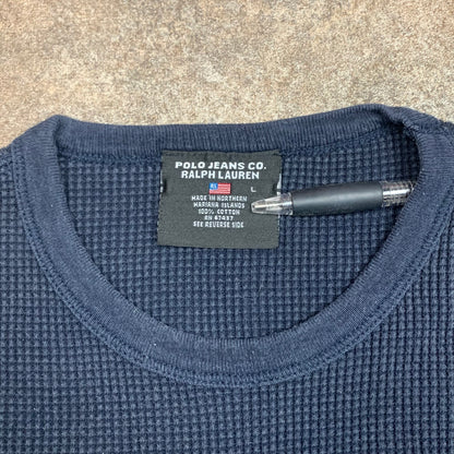 Polo Jeans 00s navy thermal long sleeve tee