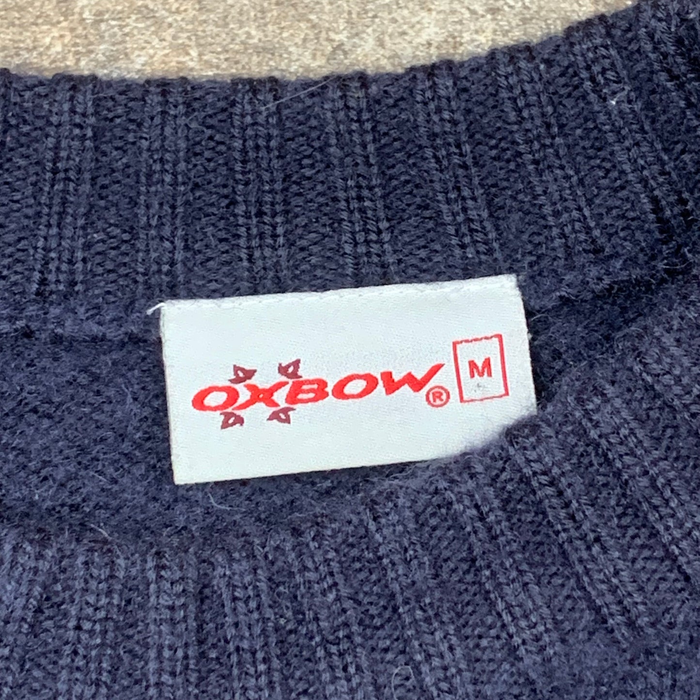 Oxbow 90s navy graphic knit (M)
