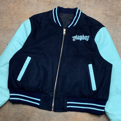 Playboy 00s reversible black blue cropped jacket