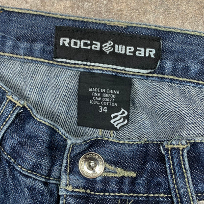 Rocawear 90s blue graphic baggy jeans