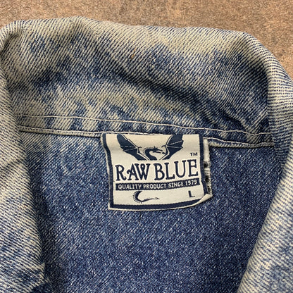 Raw Blue 00s boots graphic denim jacket (L)