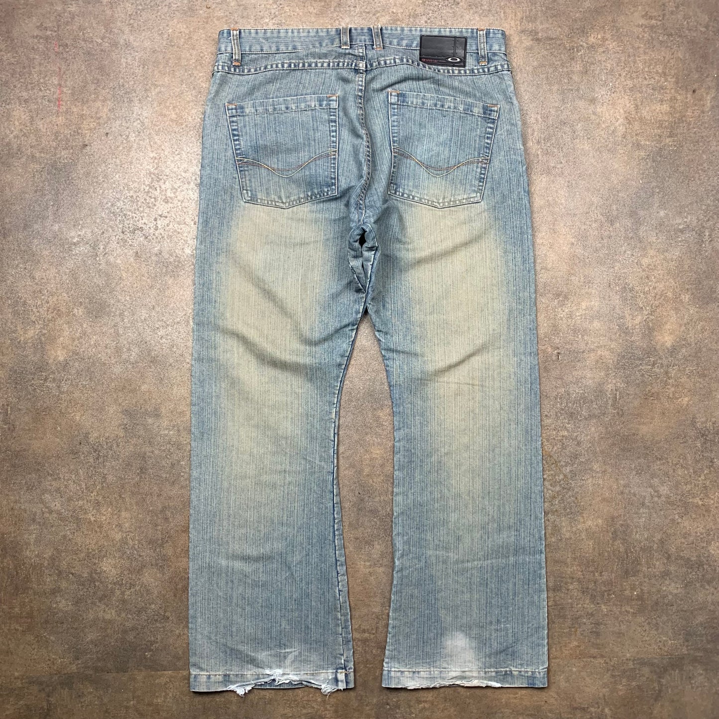 Oakley Software 00s flared faded jeans (38")