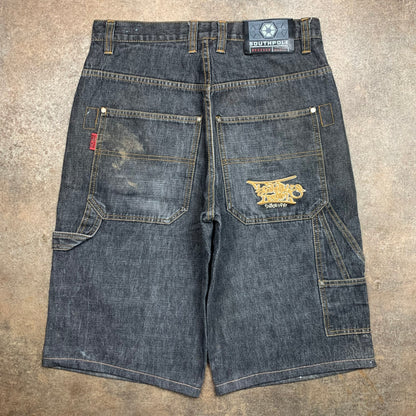 Southpole 90s black baggy graphic carpenter jorts