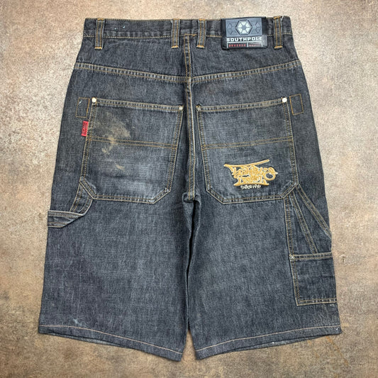 Southpole 90s black baggy graphic carpenter jorts