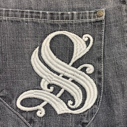 Southpole 00s grey baggy graphic jorts