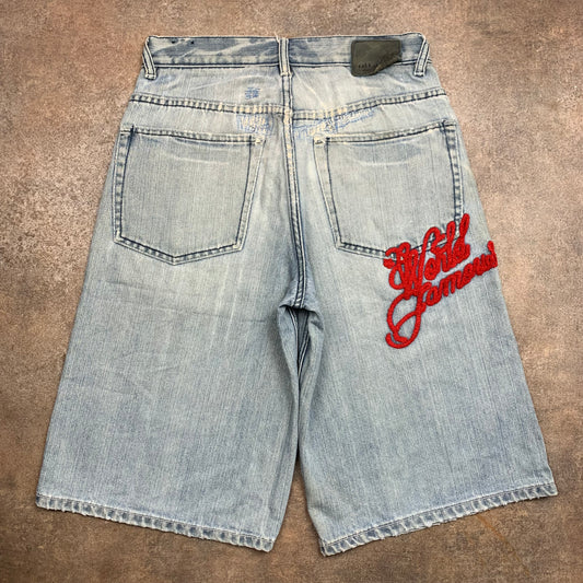 Ecko Unltd. 00s pale grey baggy graphic jorts