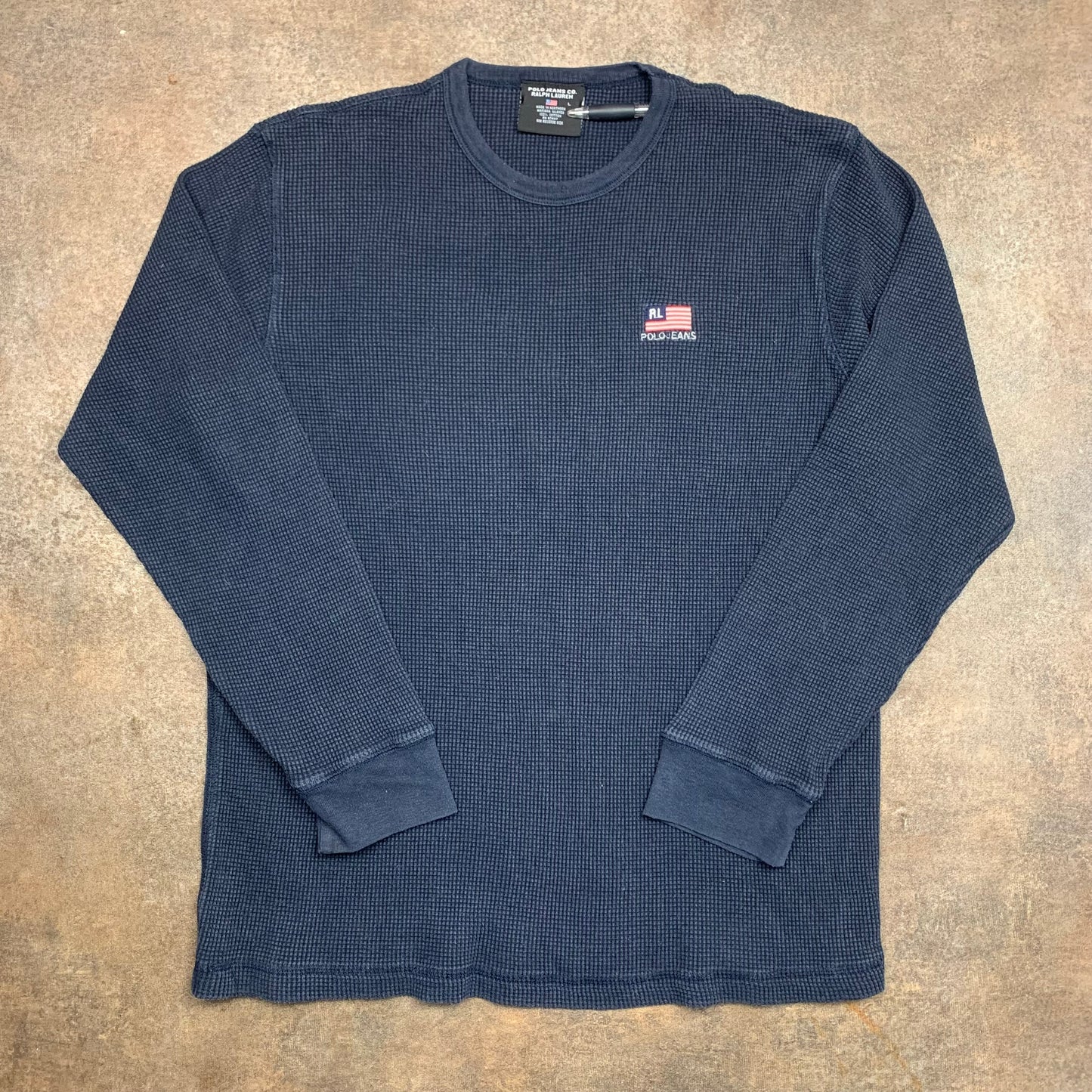 Polo Jeans 00s navy thermal long sleeve tee