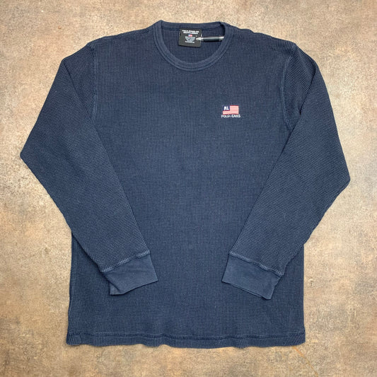 Polo Jeans 00s navy thermal long sleeve tee