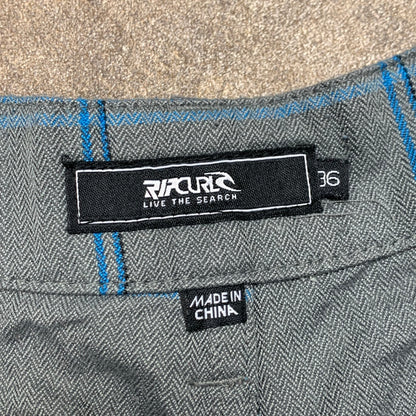Rip Curl plaid baggy grey blue shorts